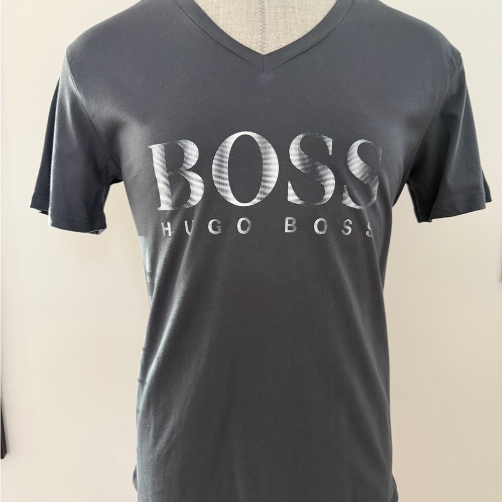 HUGO BOSS Men's Charcoal V-Neck Tee